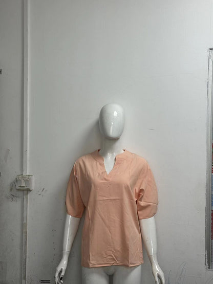 Chemise d’été en chiffon à manches courtes, nouveau modèle à col en V, tenue décontractée et polyvalente pour femme.