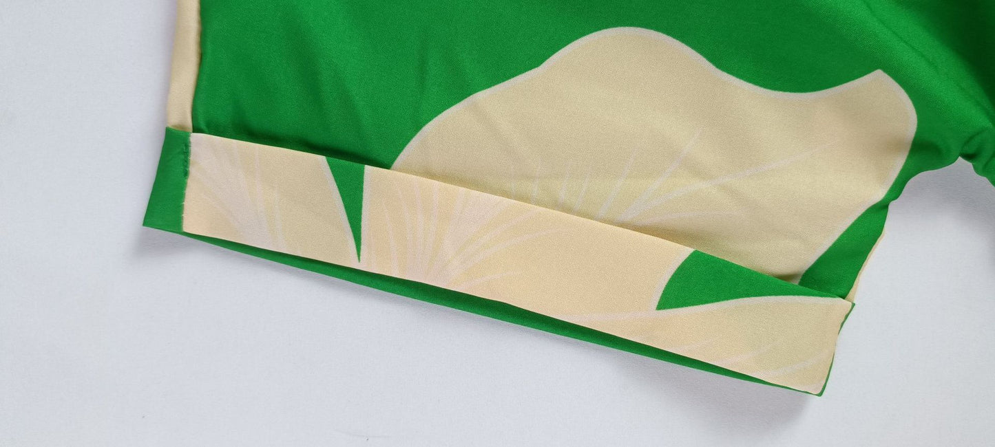 Robe-Chemise Femme à Imprimé, Col à Revers et Taille Haute, Manches Courtes