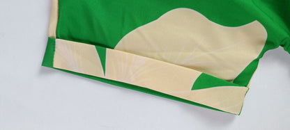 Robe-Chemise Femme à Imprimé, Col à Revers et Taille Haute, Manches Courtes