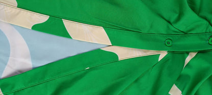 Robe-Chemise Femme à Imprimé, Col à Revers et Taille Haute, Manches Courtes